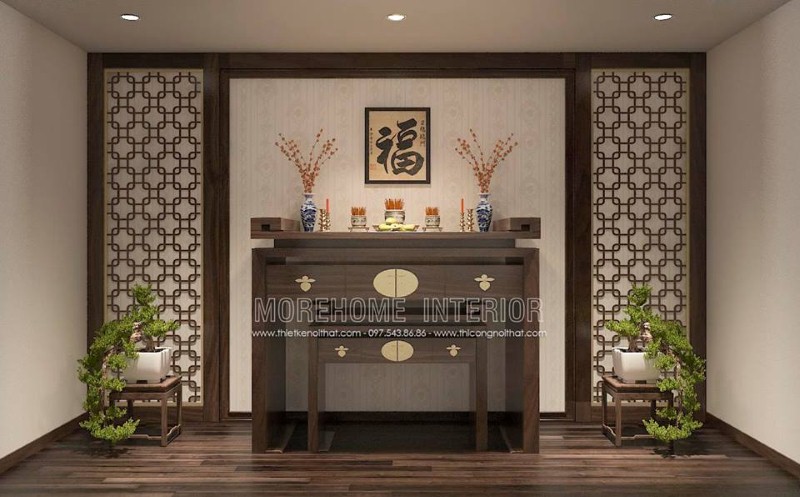 Sắp xếp nội thất phòng thờ đẹp, sang trọng tại Gamuda. Thiết kế nội thất cao cấp