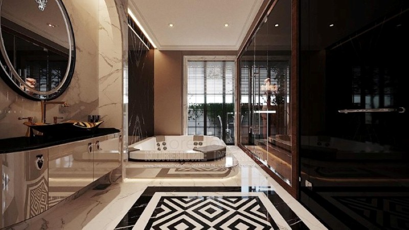 Thiết kế nội thất phòng tắm đẹp, sang trọng tại biệt thự Vinhomes Imperia Hải Phòng. Thiết kế nội thất cao cấp