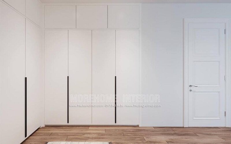 Mẫu tủ quần áo hiện đại gỗ công nghiệp acrylic cao cấp màu trắng bóng với thiết kế âm tường được nhiều gia chủ yêu thích và sử dụng