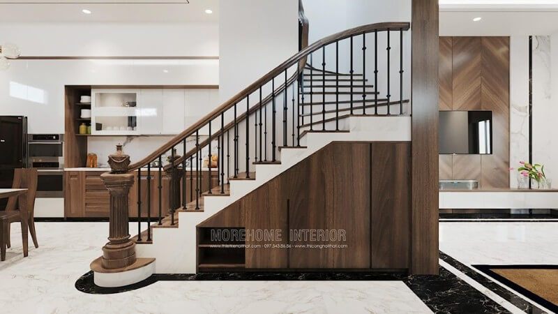 Tay vịn cầu thang gỗ óc chó cao cấp